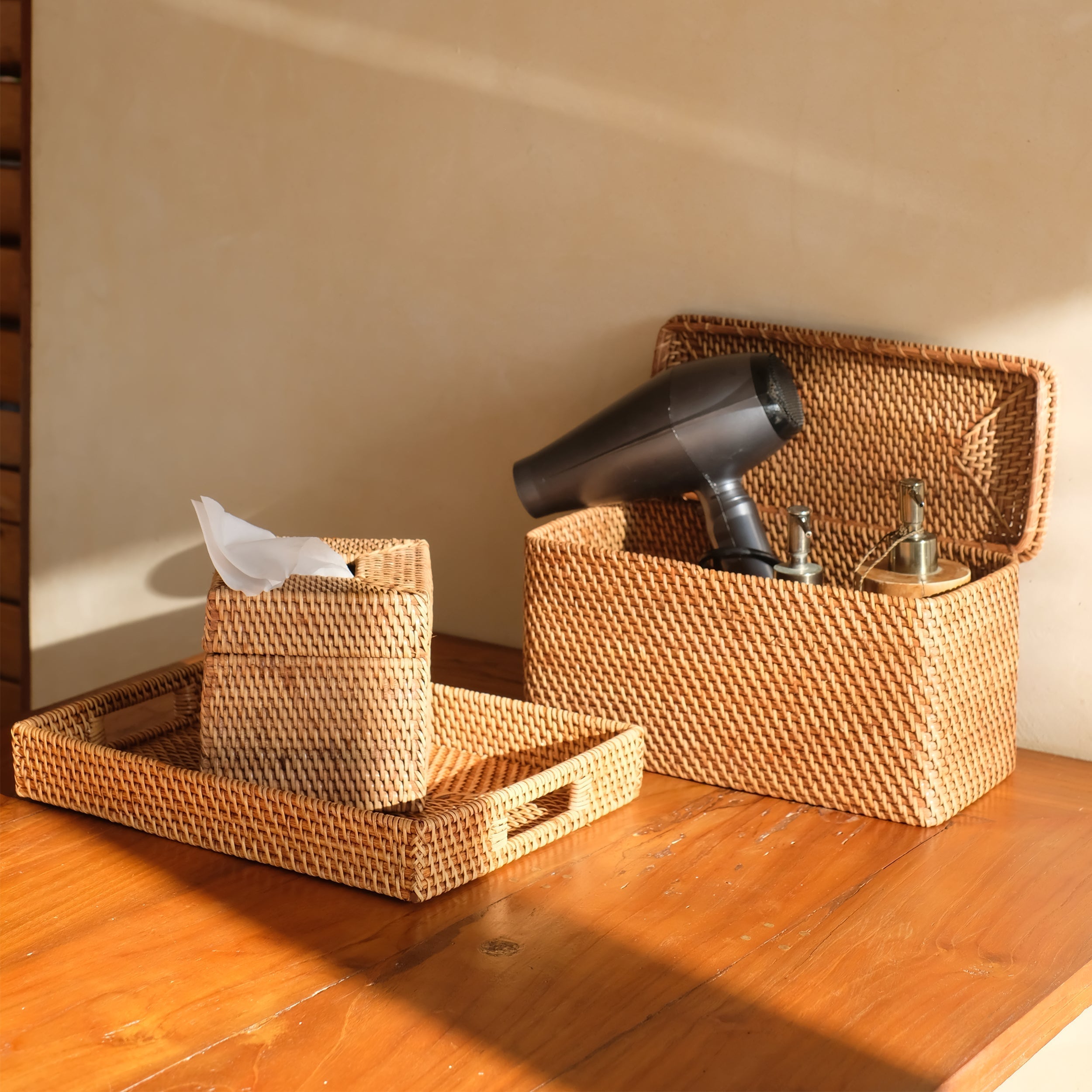 Custom Sized Rattan Amenities Storage