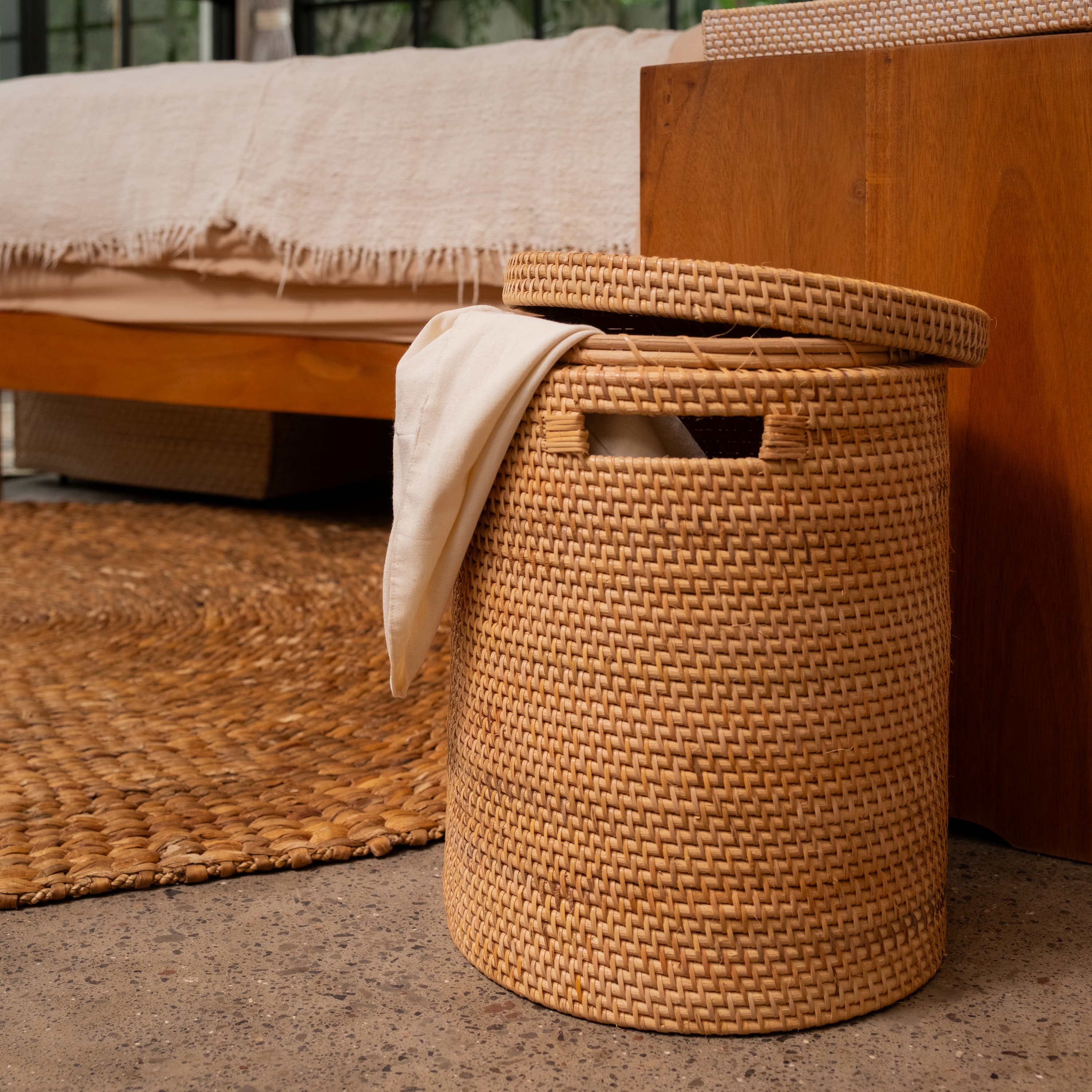 Laundry basket rattan - Natural